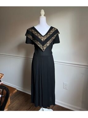 1980s Black Lace Dress